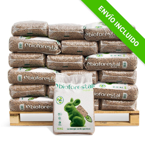 Palet Premium de Pellets Ecológicos BIOFORESTAL – 45 sacos de 15 kg
