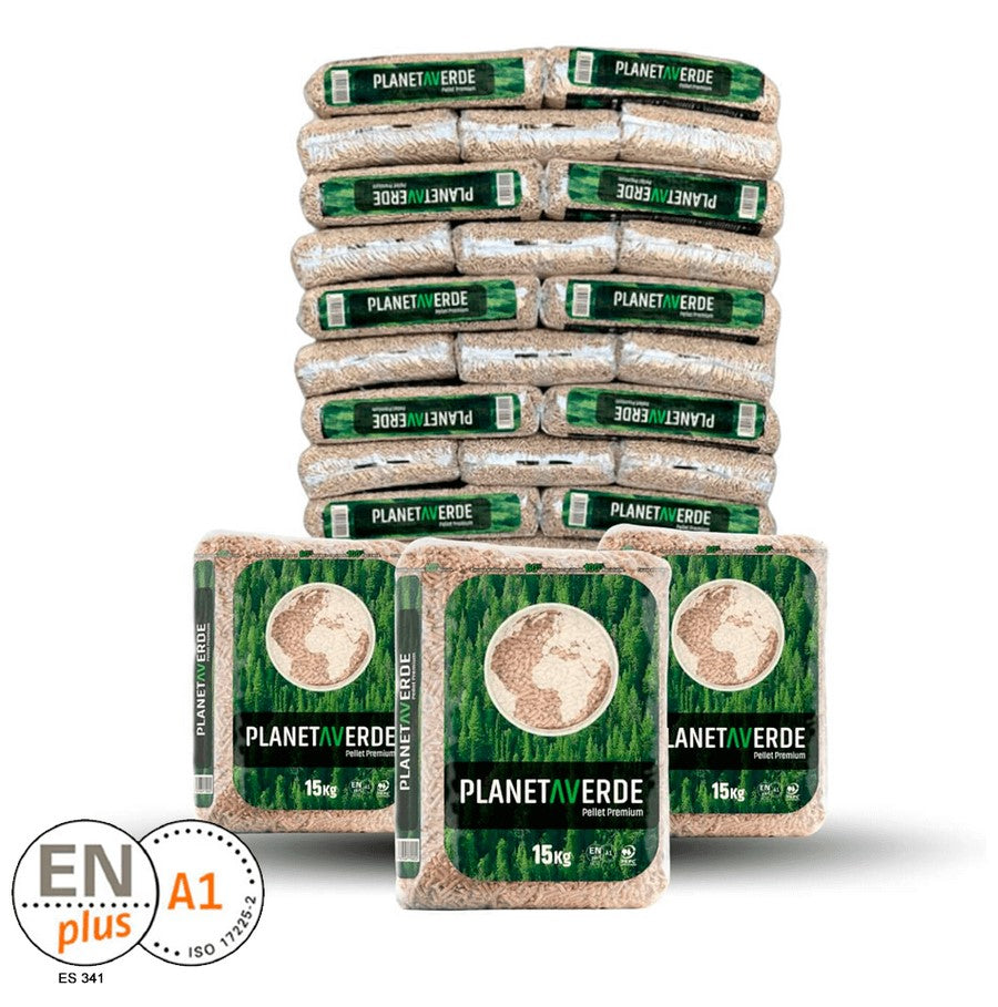 Pellet Premium Planeta Verde – Sacos de 15 kg (Palet de 77 unidades)